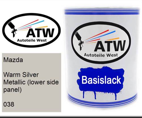 Mazda, Warm Silver Metallic (lower side panel), 038: 1L Lackdose, von ATW Autoteile West.